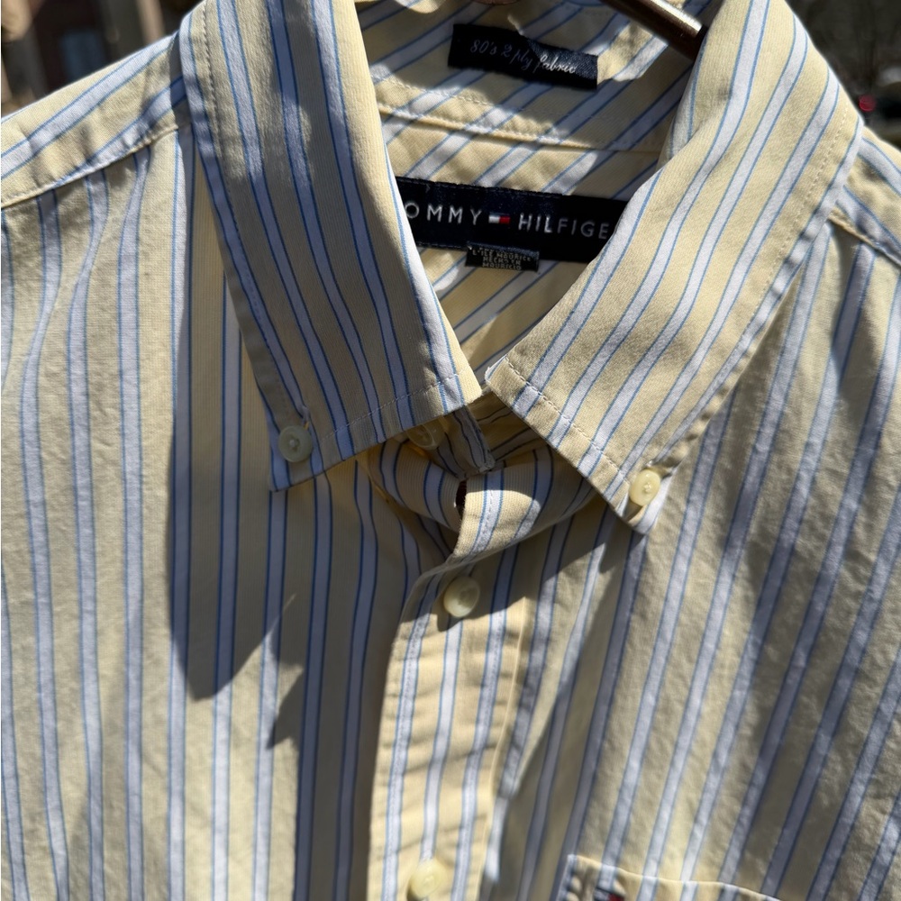 Tommy Hilfiger Men's Shirt in Yellow and Blue Stripes
